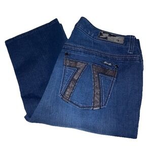 Seven 7 for all Mankind Dark Wash FLARE w/ Rhinestones Jeans Size 16 Retro Chic
